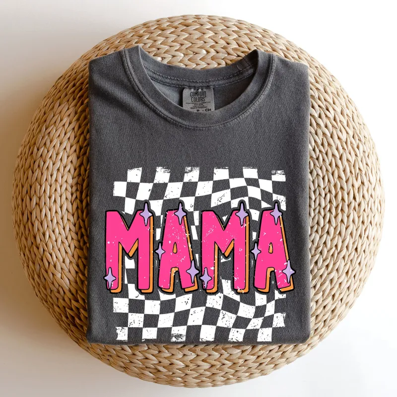 Mama, Checkered, Vibrant, Retro, Vintage Tshirt Comfort Colors T-Shirt sold by Refinery Number One