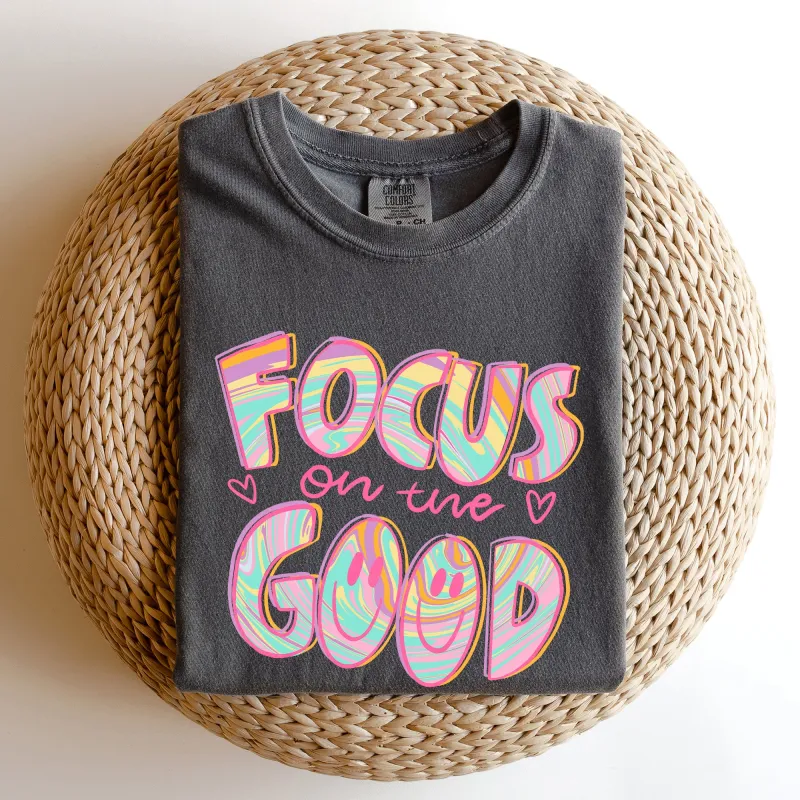 Focus On The Good, Retro, Groovy, Positivity, Mental Health Tshirt Comfort Colors T-Shirt sold by Refinery Number One