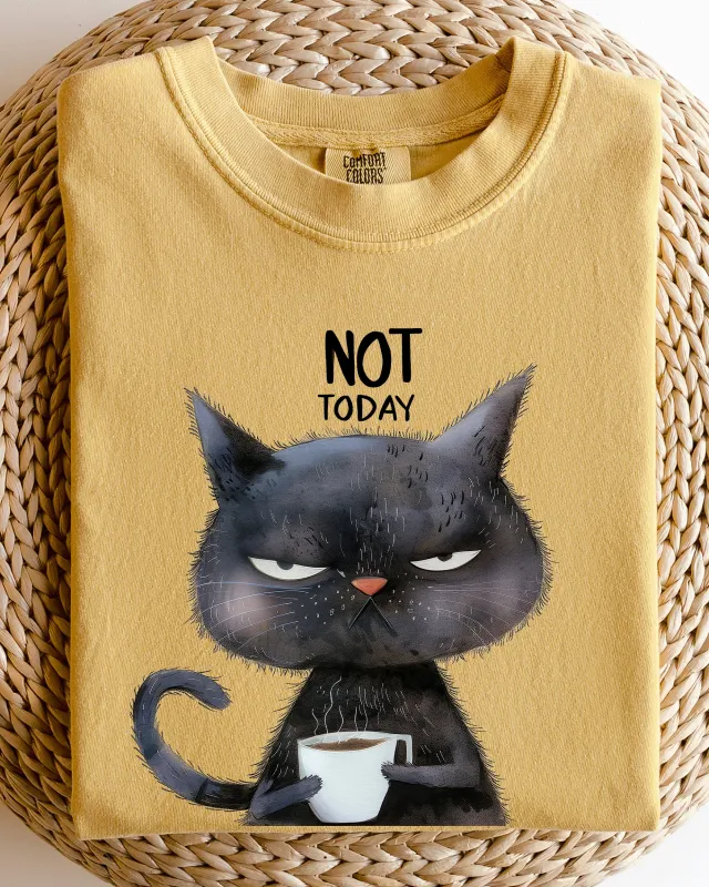 Not Today, Cat, Grumpy, Coffee, Funny, Meme Shirt Comfort Colors T-Shirt sold by Refinery Number One