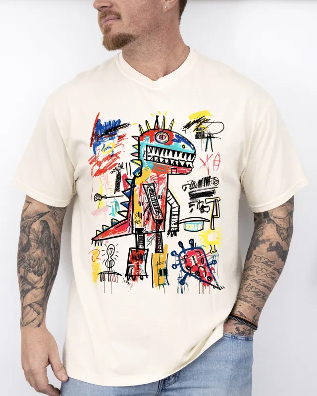 Robot Dinosaur, Graffiti, Fun, Colorful, Neo Expressionist, Dragon Shirt Comfort Colors T-Shirt sold by Refinery Number One