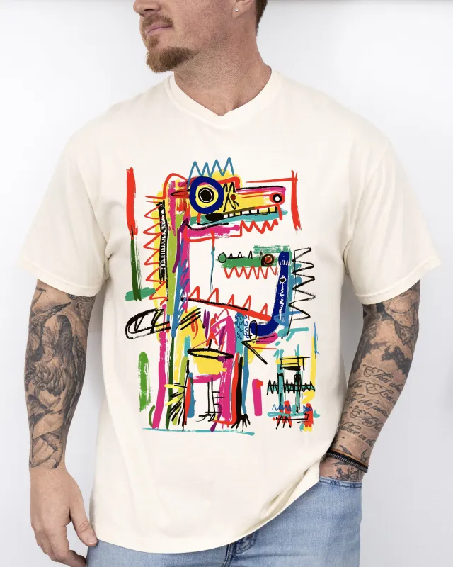 Robot Dragon, Dinosaur, Graffiti, Fun, Colorful, Neo Expressionist Shirt Comfort Colors T-Shirt made by Refinery Number One