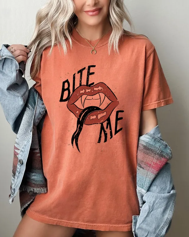 Bite Me, Lips, Vampire, Funny, Sexy, Crude, Sarcastic, Vulgar Shirt Comfort Colors T-Shirt sold by Refinery Number One