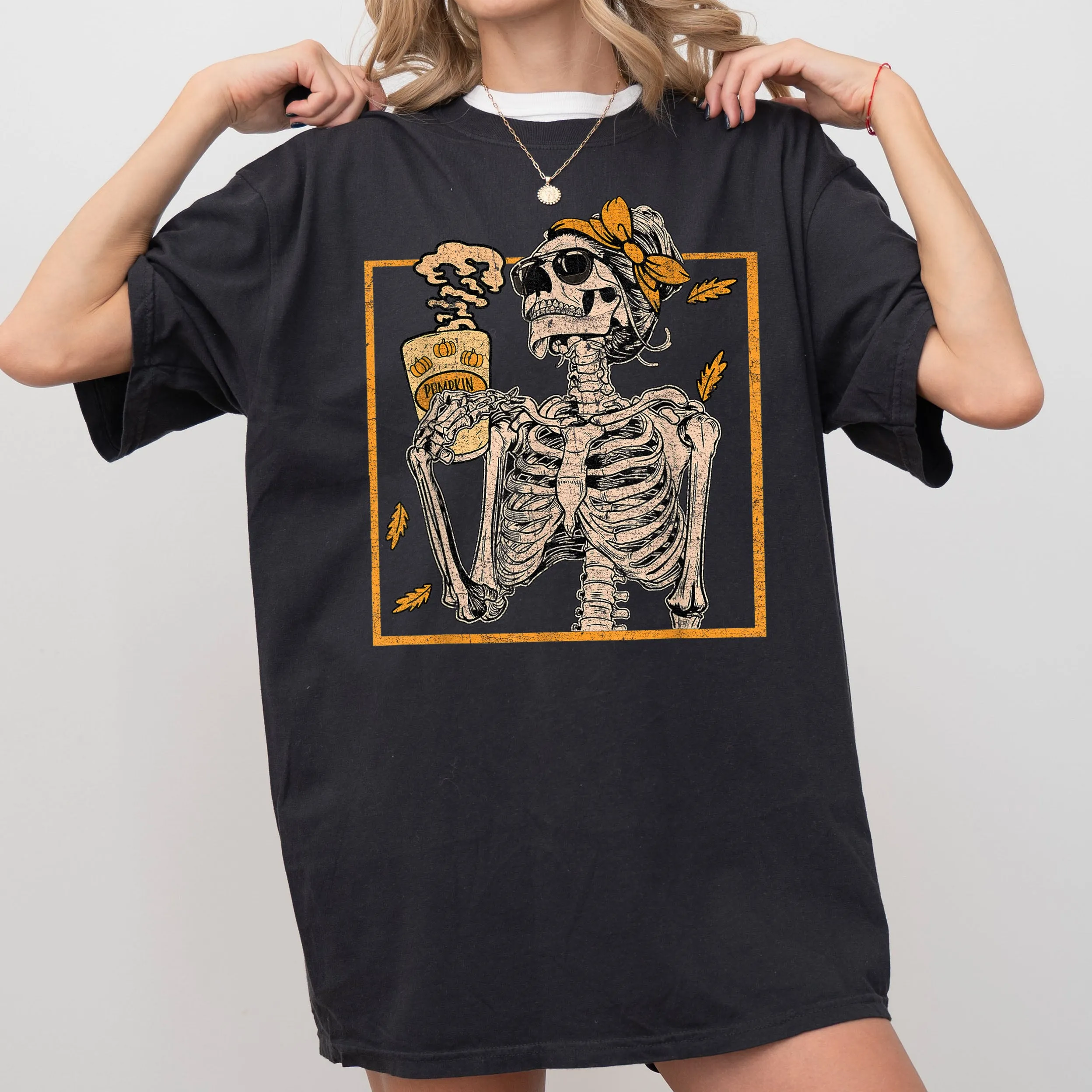 Coffee Lover Skeleton Lady, Mom, Retro, Aesthetic, Vintage, Comfort Colors Tshirt sold by Refinery Number One product image thumbnail 3