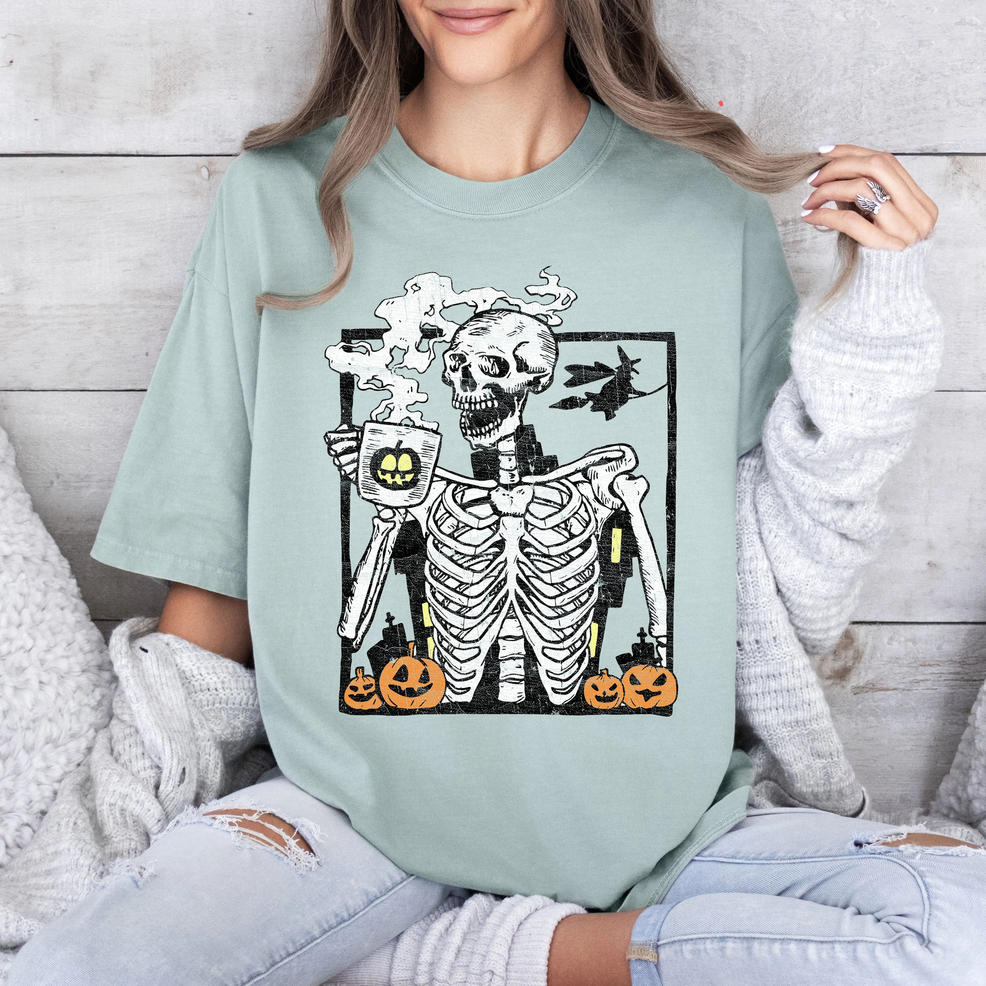 Skeleton Coffee, Mom, Retro, Aesthetic, Vintage, Comfort Colors Tshirt sold by Refinery Number One product image thumbnail 2