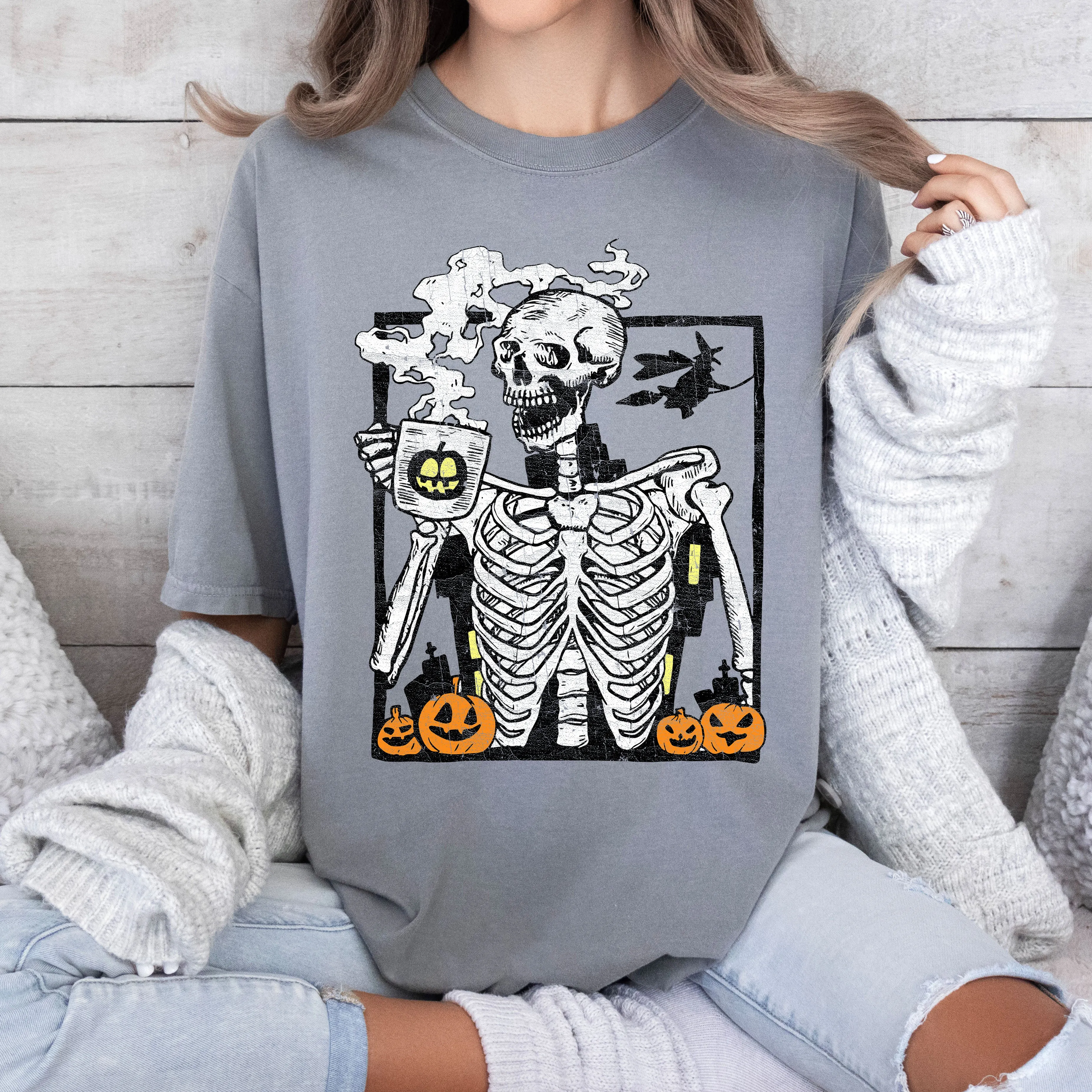 Skeleton Coffee, Mom, Retro, Aesthetic, Vintage, Comfort Colors Tshirt sold by Refinery Number One product image thumbnail 3