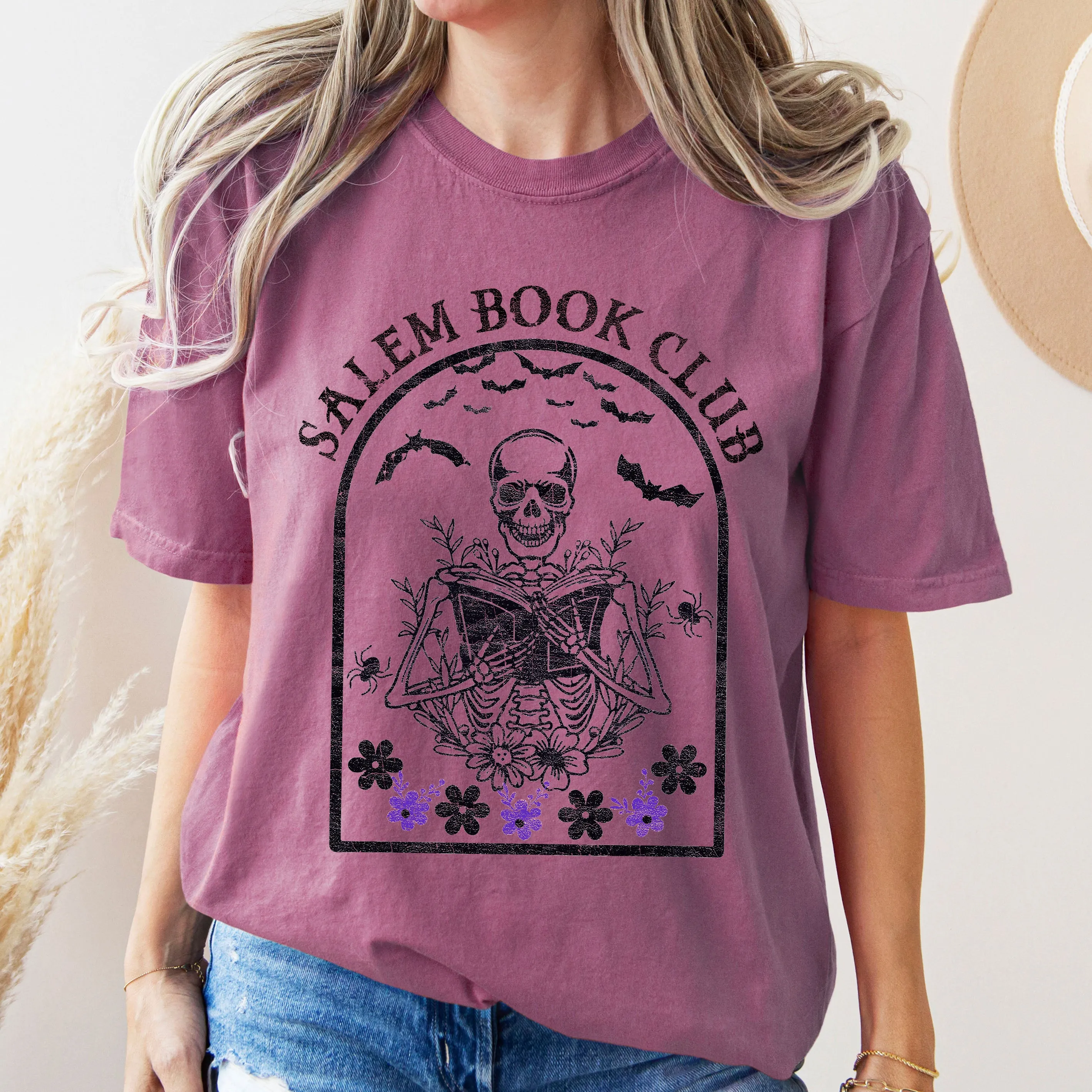 Salem Book Club, Funny Skeleton, Retro, Aesthetic, Vintage, Comfort Colors Tshirt sold by Refinery Number One product image thumbnail 5