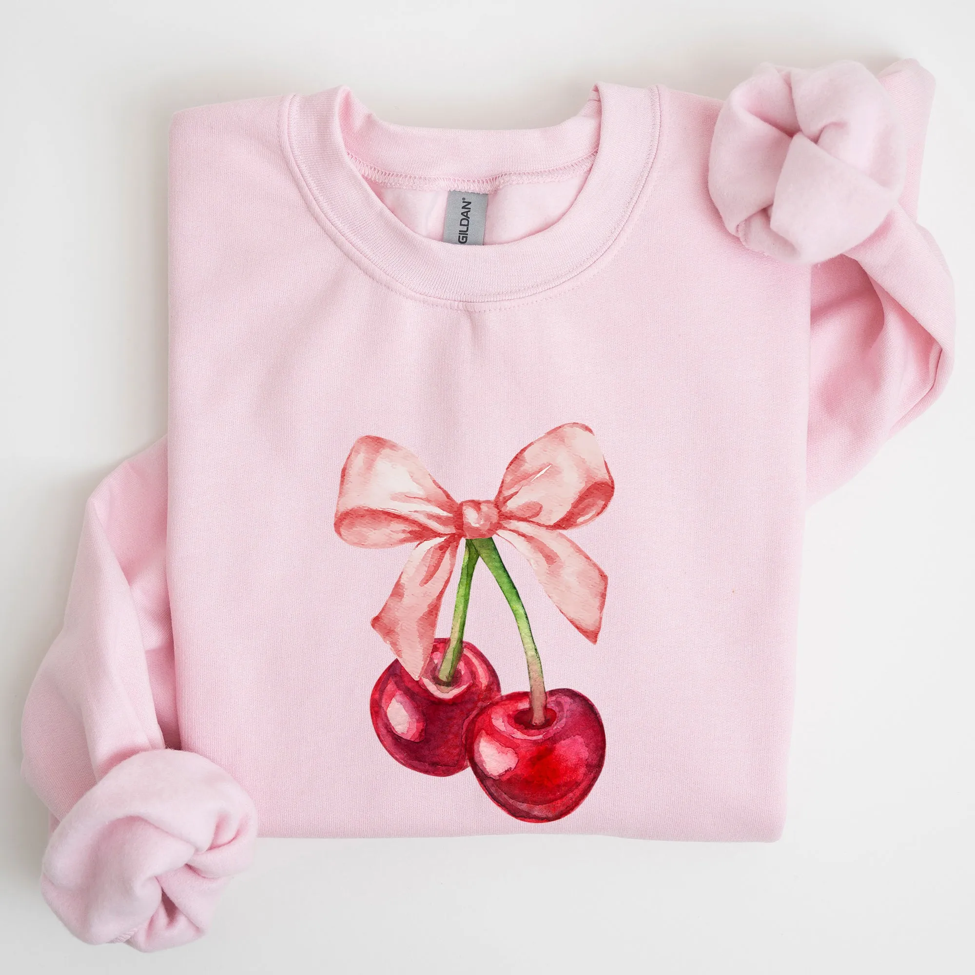 Cherries, Pink Bows, Coquette, Girly, Soft Girl Era Sweatshirt sold by Refinery Number One