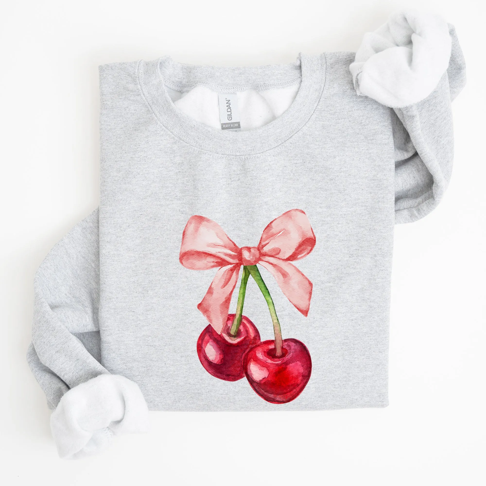 Cherries, Pink Bows, Coquette, Girly, Soft Girl Era Sweatshirt sold by Refinery Number One product image thumbnail 2