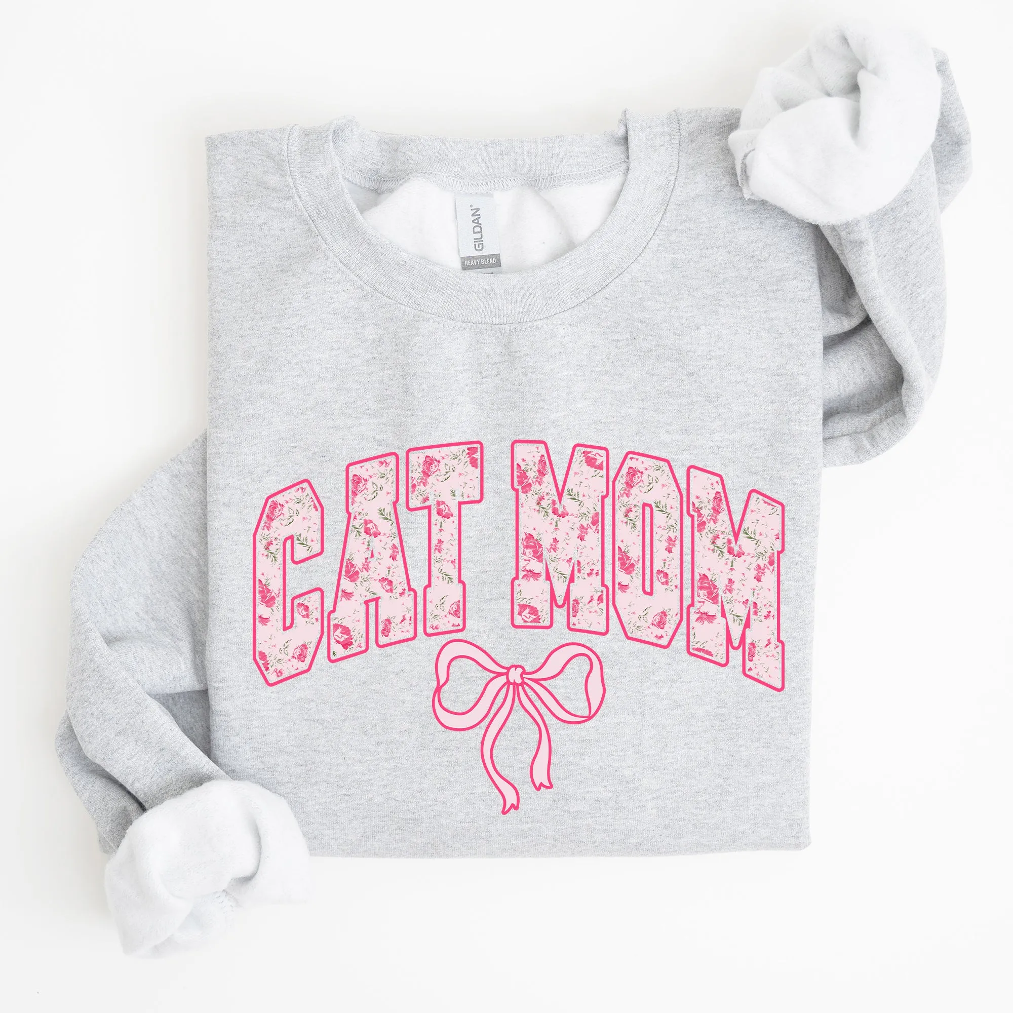 Cat Mom Coquette Pink Bows Trend Girly Soft Girl Era Design Graphic Chic Sweatshirt sold by Refinery Number One product image thumbnail 2