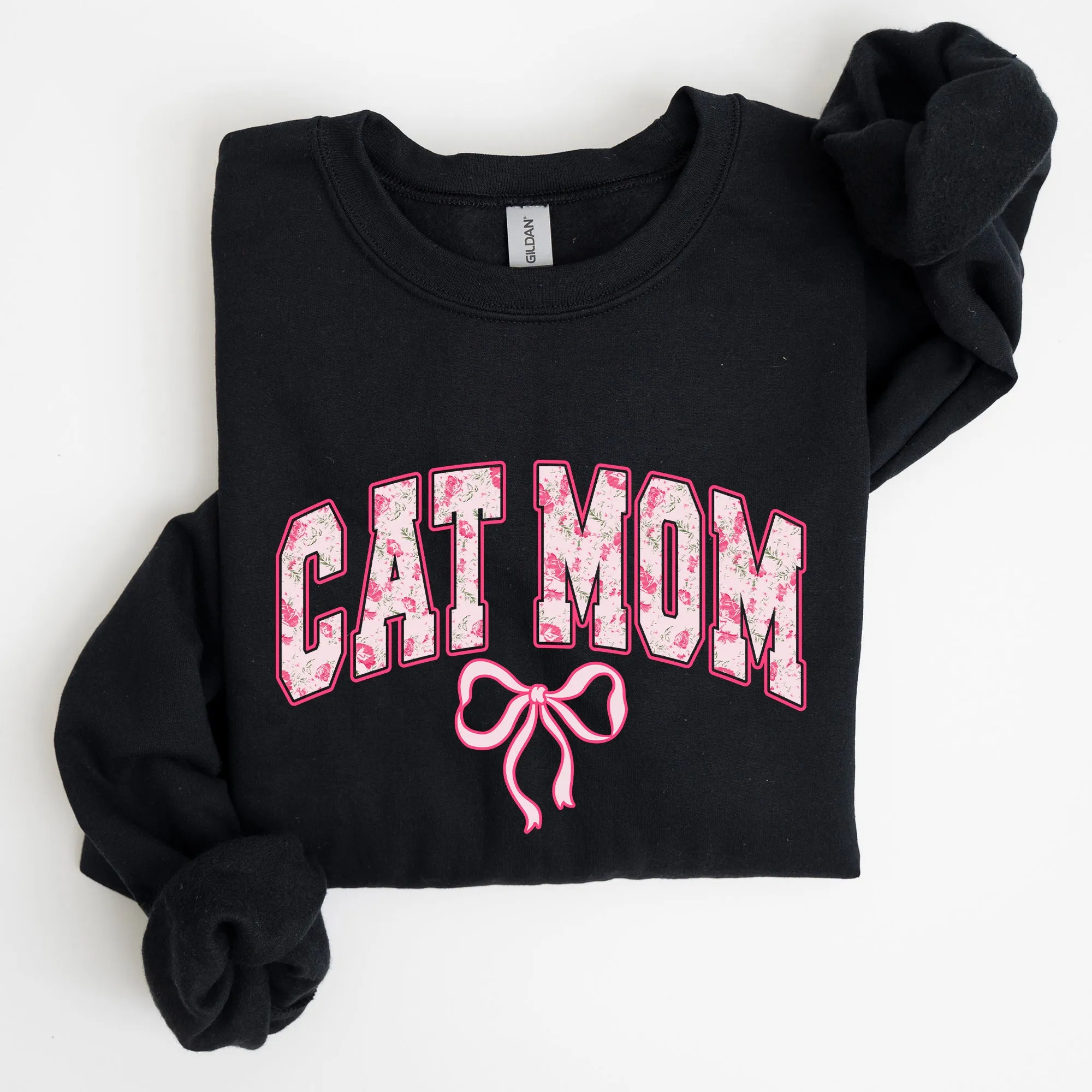 Cat Mom Coquette Pink Bows Trend Girly Soft Girl Era Design Graphic Chic Sweatshirt sold by Refinery Number One product image thumbnail 3