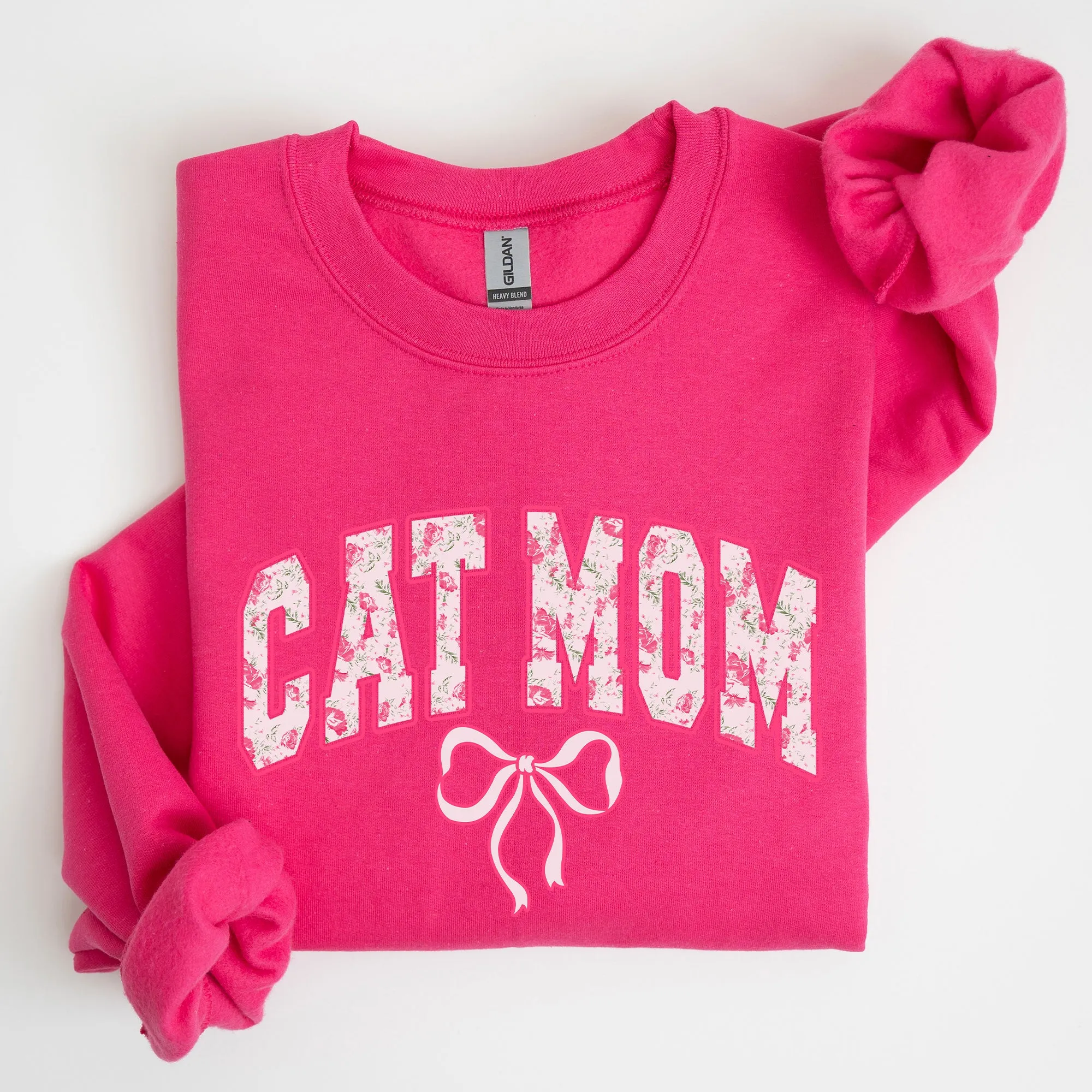 Cat Mom Coquette Pink Bows Trend Girly Soft Girl Era Design Graphic Chic Sweatshirt sold by Refinery Number One