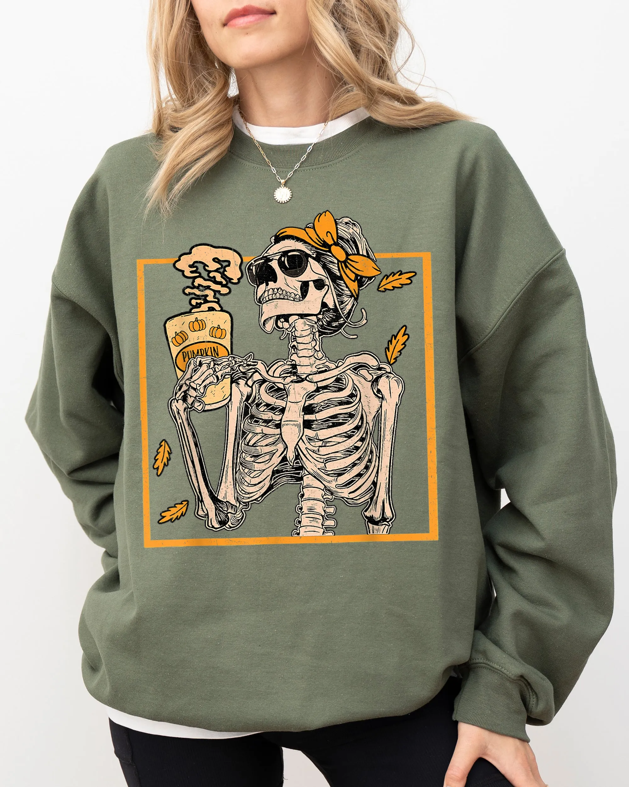 Coffee Lover Skeleton Lady, Mom, Retro, Aesthetic, Vintage Sweatshirt sold by Refinery Number One product image thumbnail 5