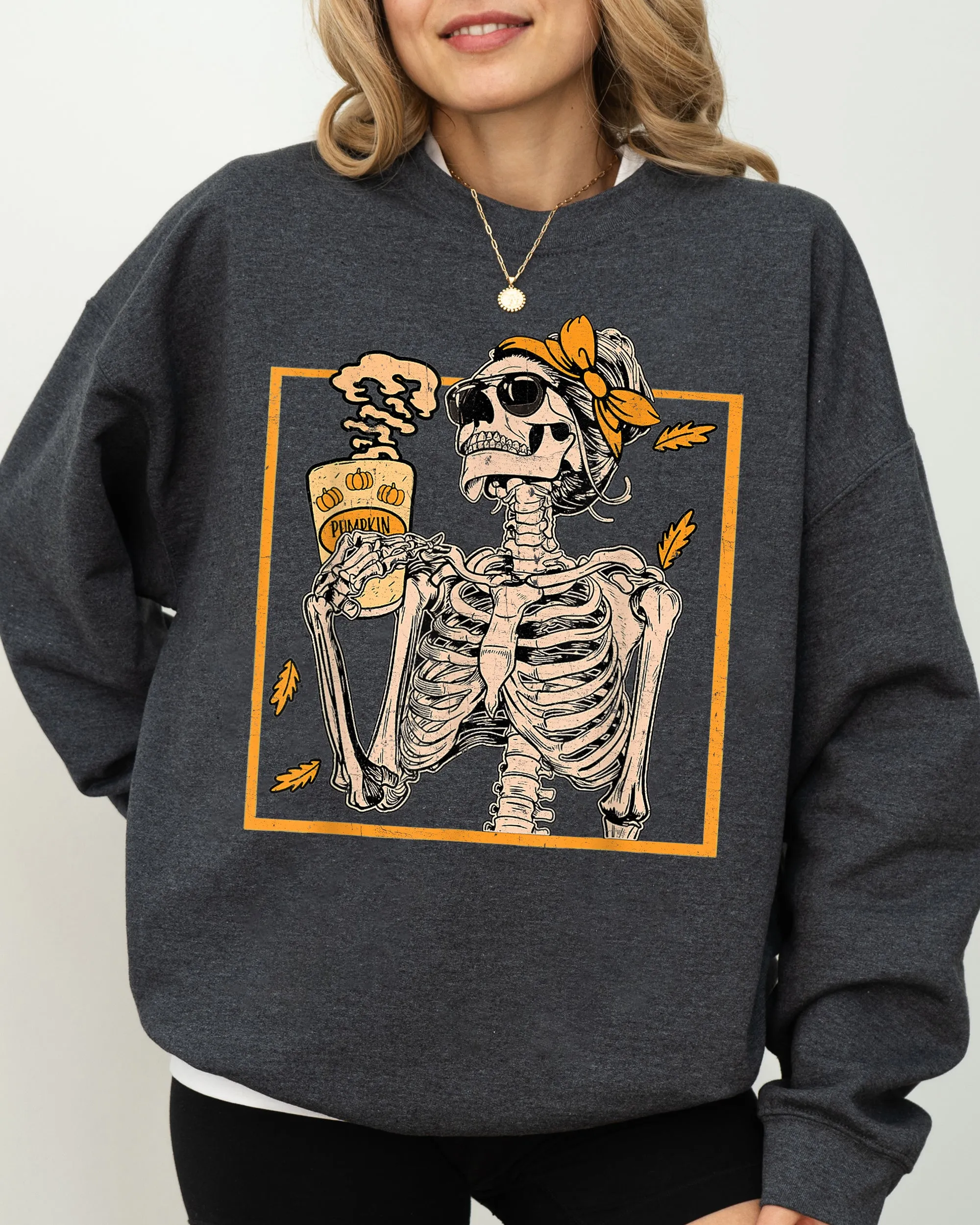 Coffee Lover Skeleton Lady, Mom, Retro, Aesthetic, Vintage Sweatshirt sold by Refinery Number One product image thumbnail 2