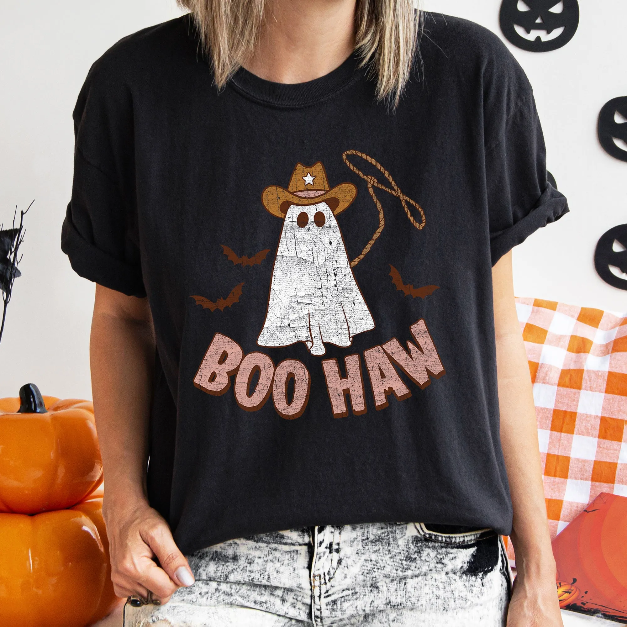 Boo Haw Retro Ghost Comfort Colors Tshirt sold by Refinery Number One product image thumbnail 3