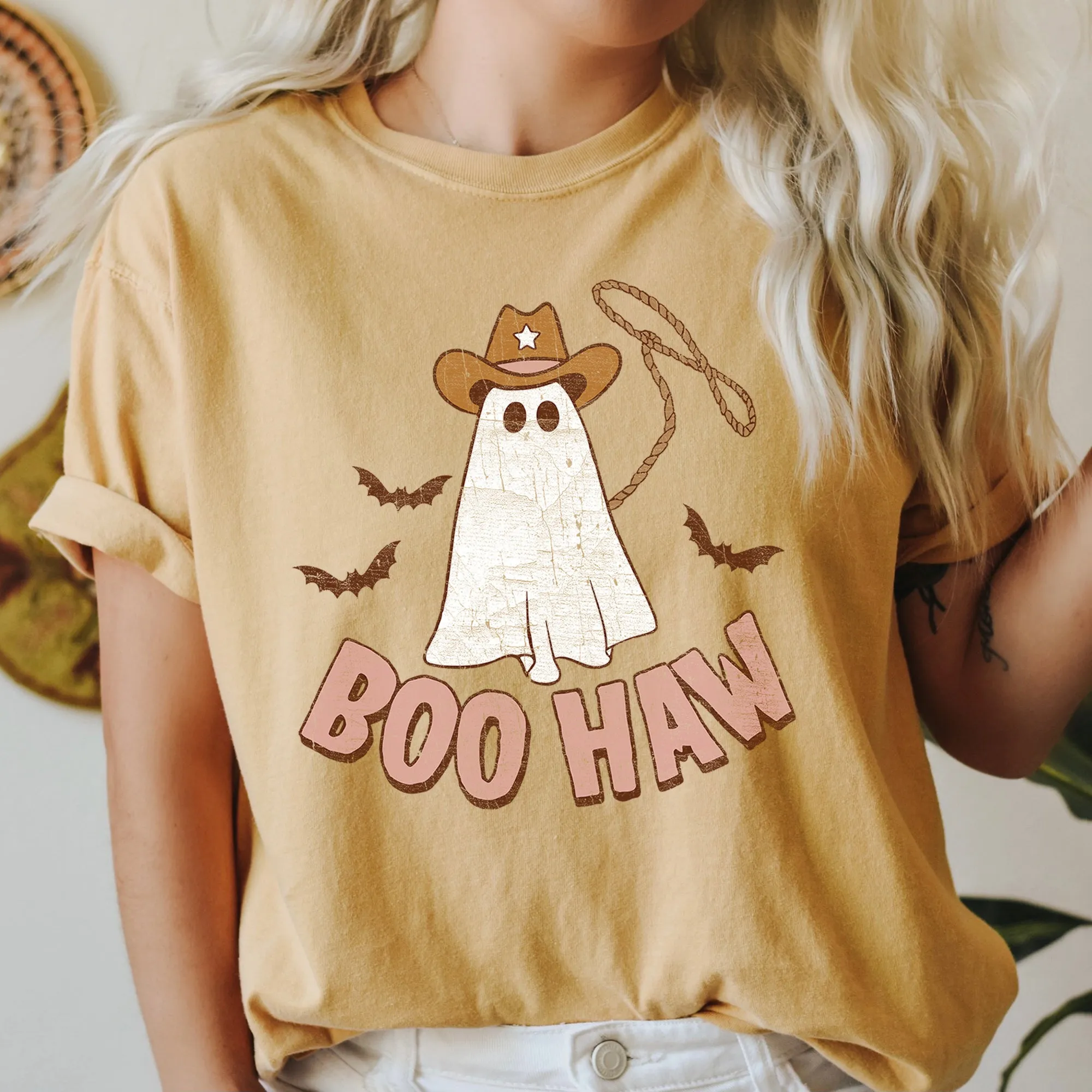 Boo Haw Retro Ghost Comfort Colors Tshirt sold by Refinery Number One product image thumbnail 5