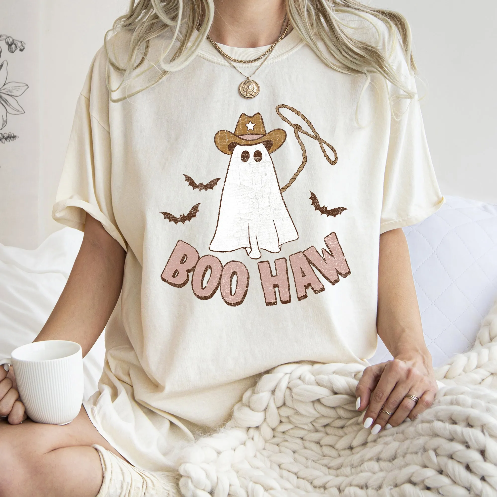 Boo Haw Retro Ghost Comfort Colors Tshirt sold by Refinery Number One