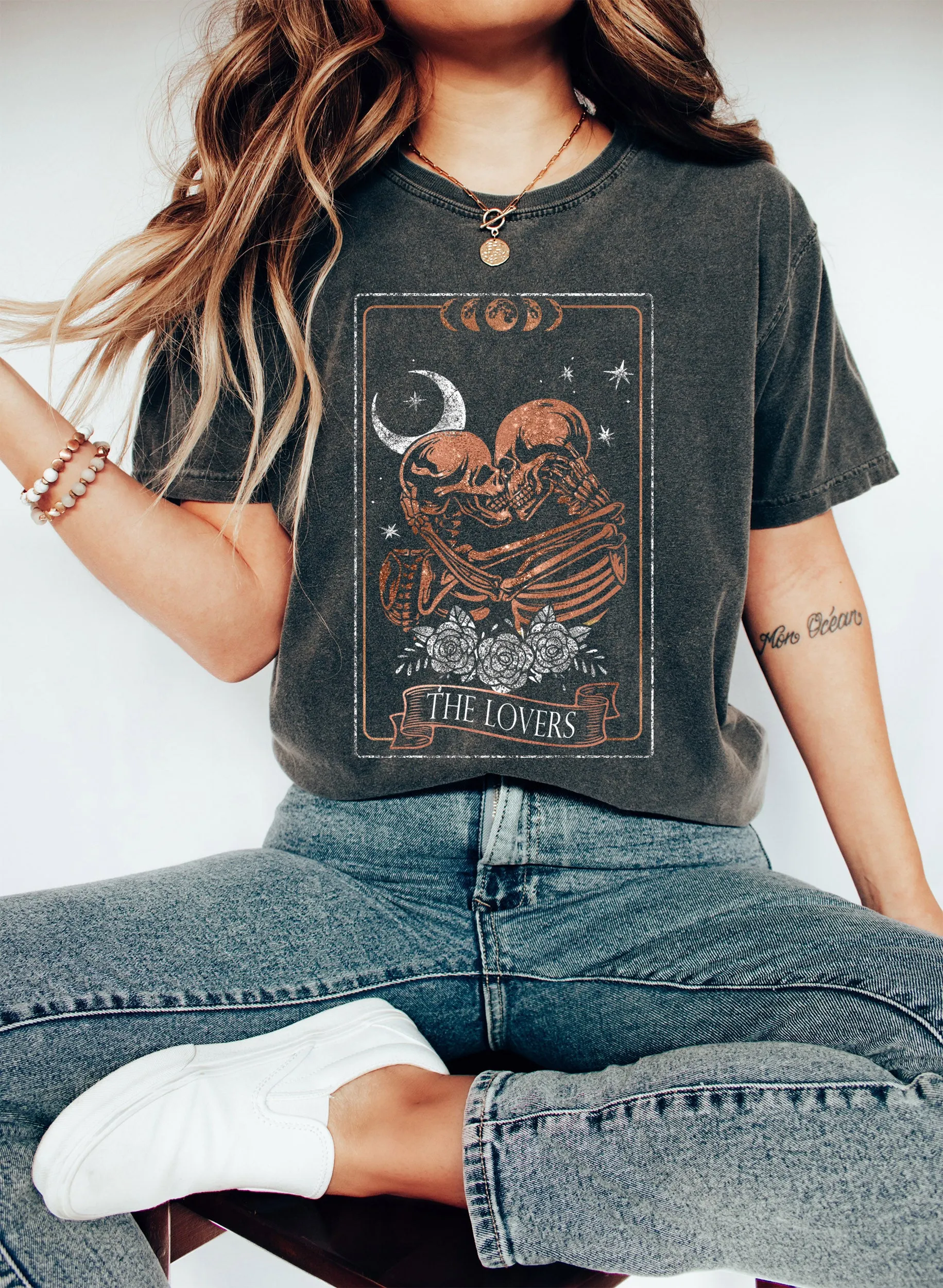 The Lovers Celestial Vintage Tarot Card Comfort Colors Tshirt sold by Refinery Number One