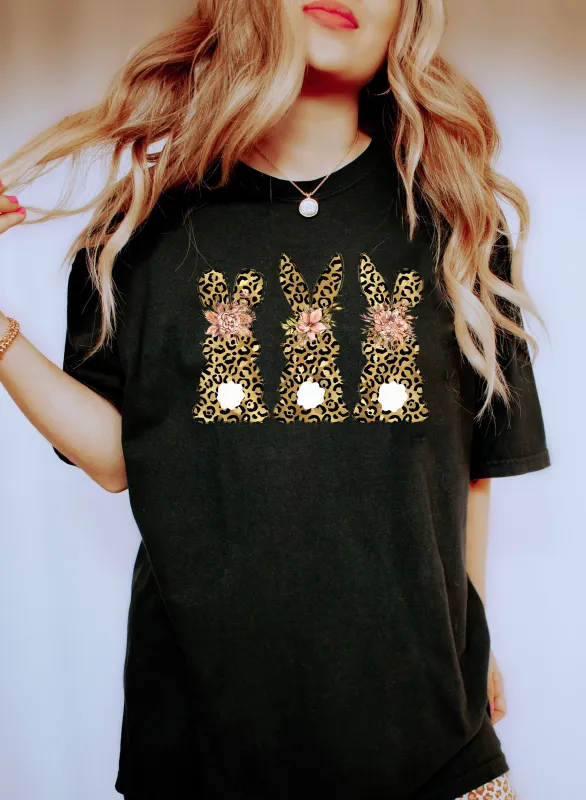 Leopard Print Bunnies Comfort Colors Tshirt sold by Refinery Number One