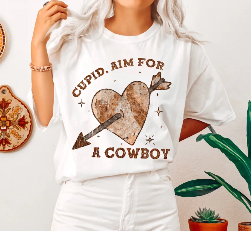 Cupid Aim For A Cowboy Heart Vintage Comfort Colors Tshirt sold by Refinery Number One