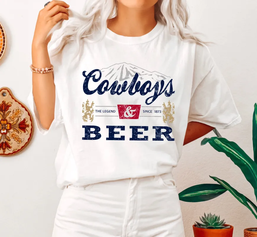 Cowboys And Beer Vintage Comfort Colors Tshirt sold by Refinery Number One