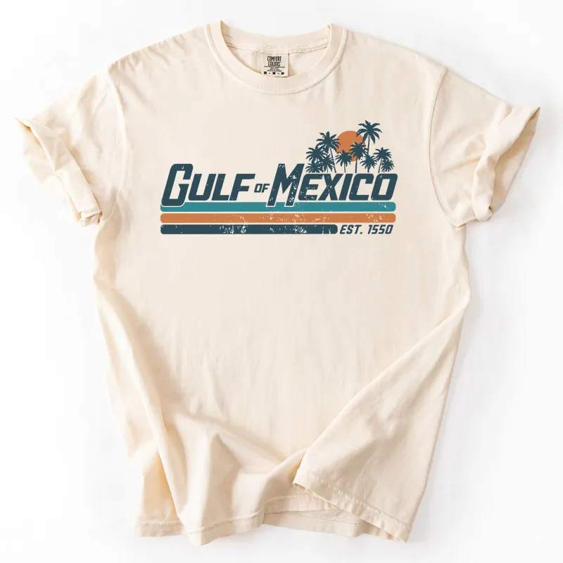 Retro Gulf Of Mexico, Vintage, Established 1550, Beach, Palm Trees Tshirt Comfort Colors T-Shirt sold by Refinery Number One