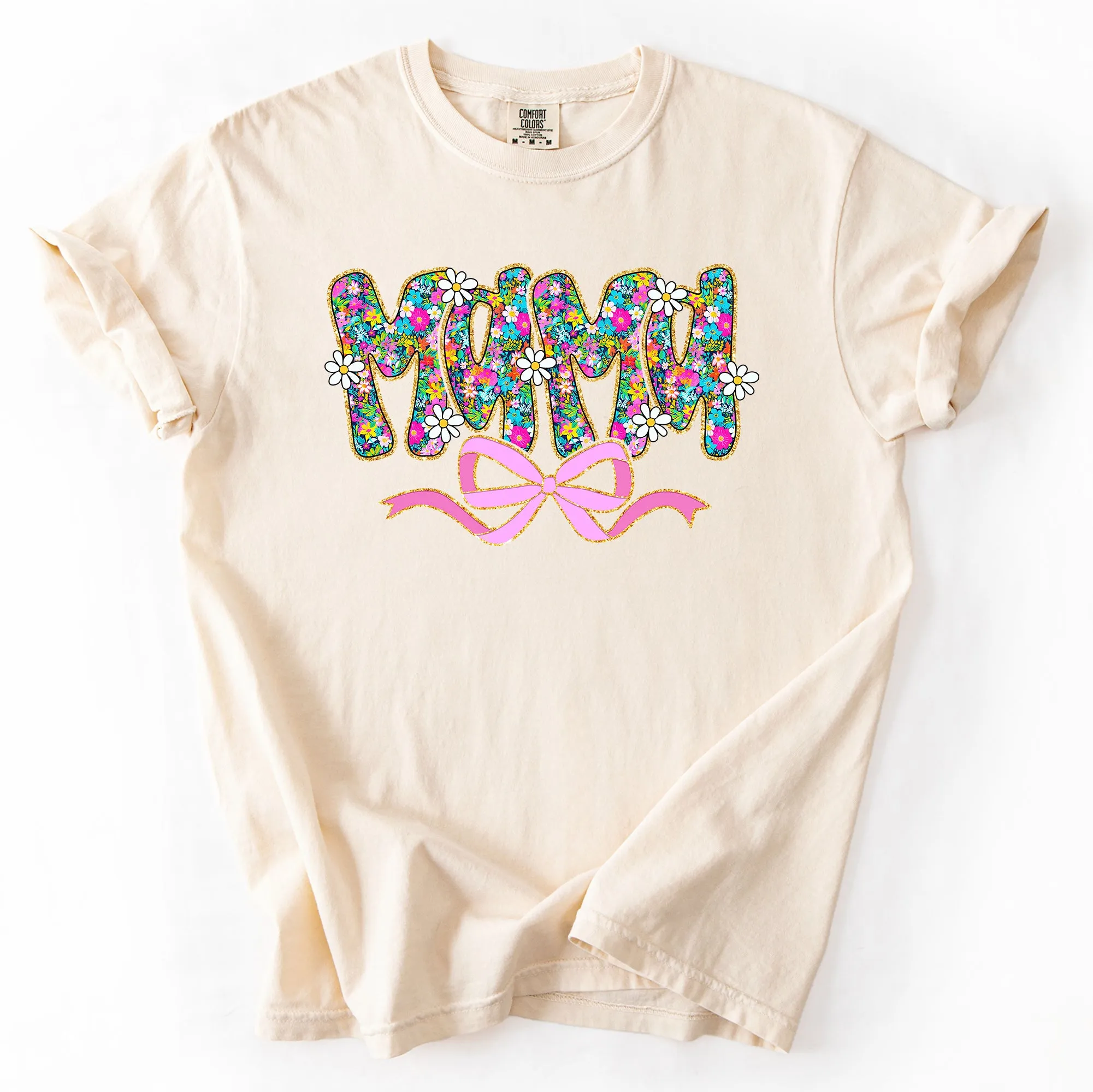 Mama, Mother's Day, Ribbon, Bow, Floral, Flowers, Bright, Colorful, Pastels Tshirt Comfort Colors T-Shirt sold by Refinery Number One product image thumbnail 3