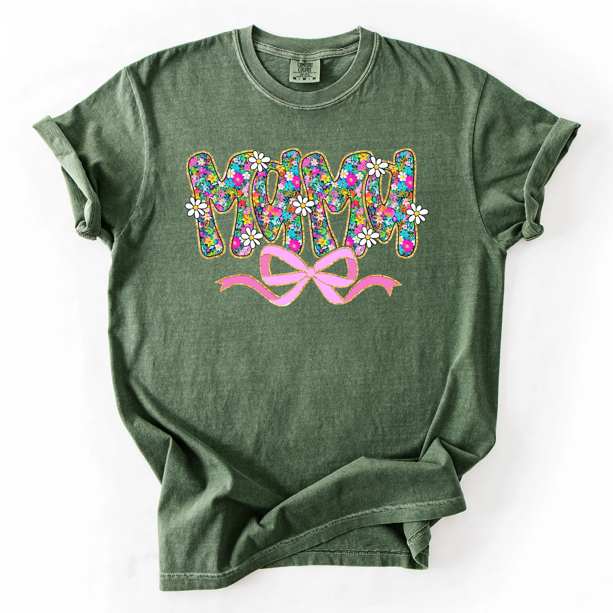 Mama, Mother's Day, Ribbon, Bow, Floral, Flowers, Bright, Colorful, Pastels Tshirt Comfort Colors T-Shirt sold by Refinery Number One product image thumbnail 5