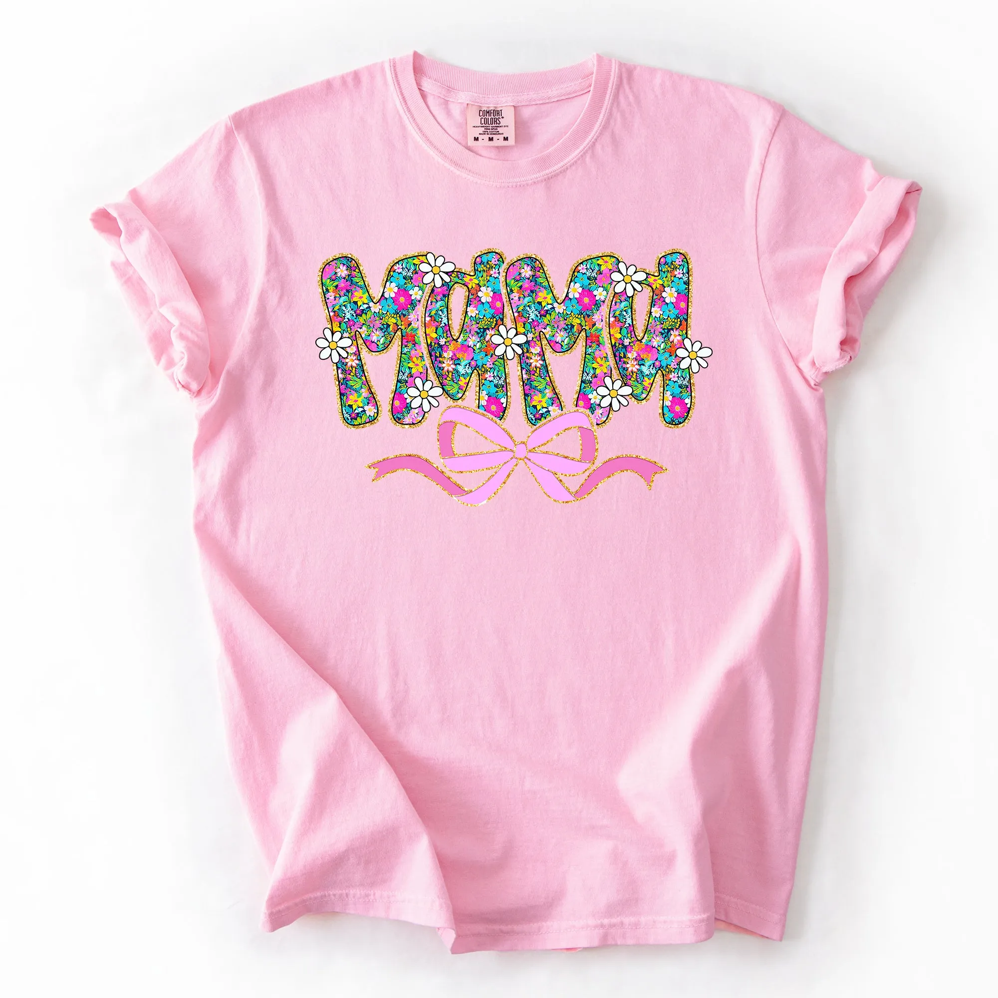 Mama, Mother's Day, Ribbon, Bow, Floral, Flowers, Bright, Colorful, Pastels Tshirt Comfort Colors T-Shirt sold by Refinery Number One product image thumbnail 2
