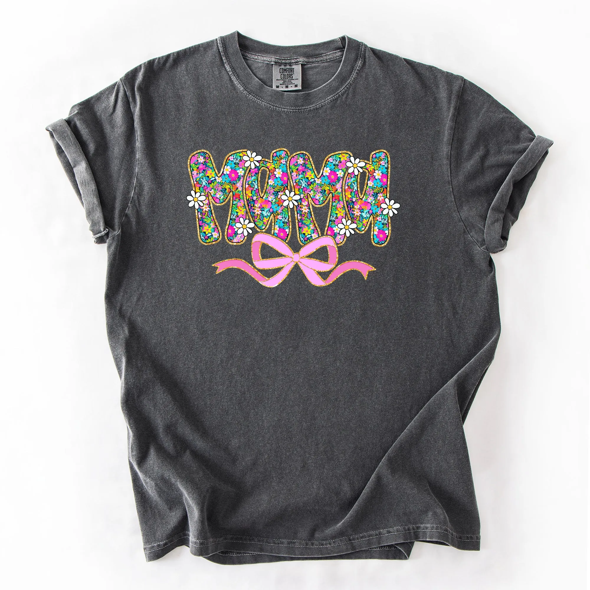 Mama, Mother's Day, Ribbon, Bow, Floral, Flowers, Bright, Colorful, Pastels Tshirt Comfort Colors T-Shirt sold by Refinery Number One product image thumbnail 4