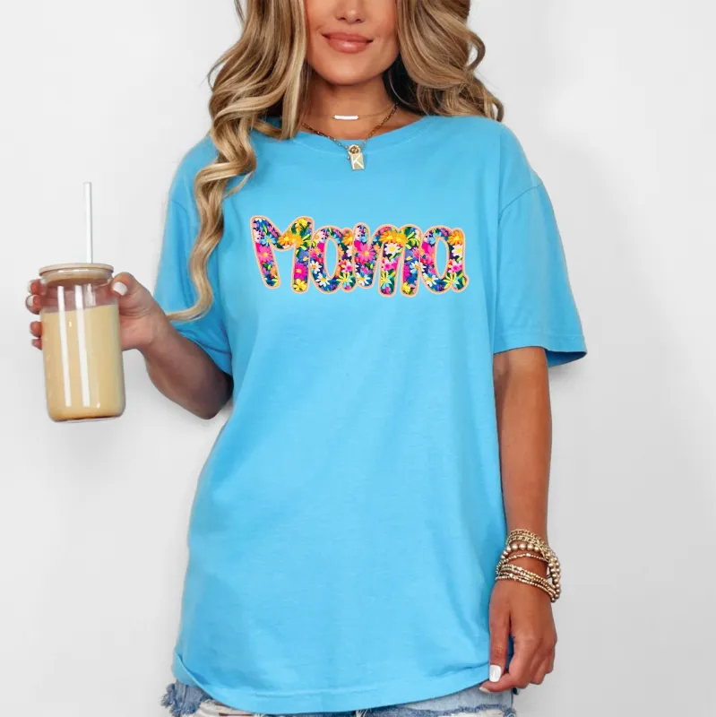 Mama, Floral, Flowers, Mother's Day, Bright, Colorful, Pastels Tshirt Comfort Colors T-Shirt sold by Refinery Number One