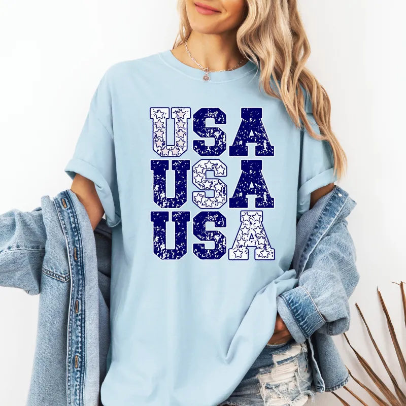 USA, Retro Patriotic, America, Stars, Blue, 4th of July Tshirt Comfort Colors T-Shirt sold by Refinery Number One