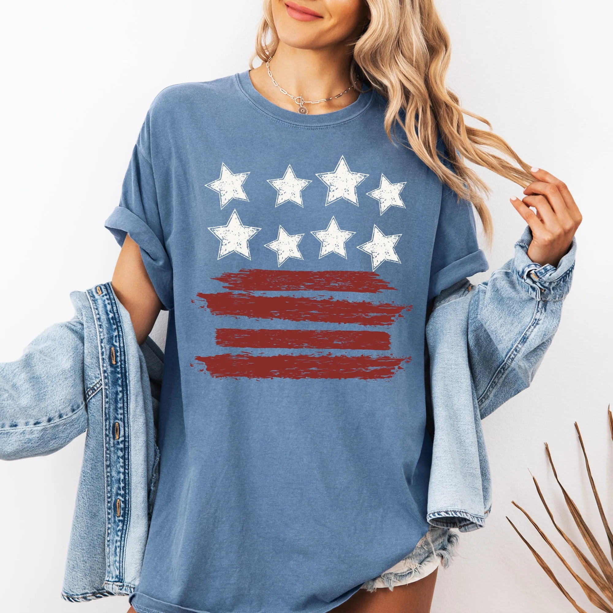 Retro Stars and Stripes, Patriotic, America, 4th of July Tshirt Comfort Colors T-Shirt sold by Refinery Number One product image thumbnail 3