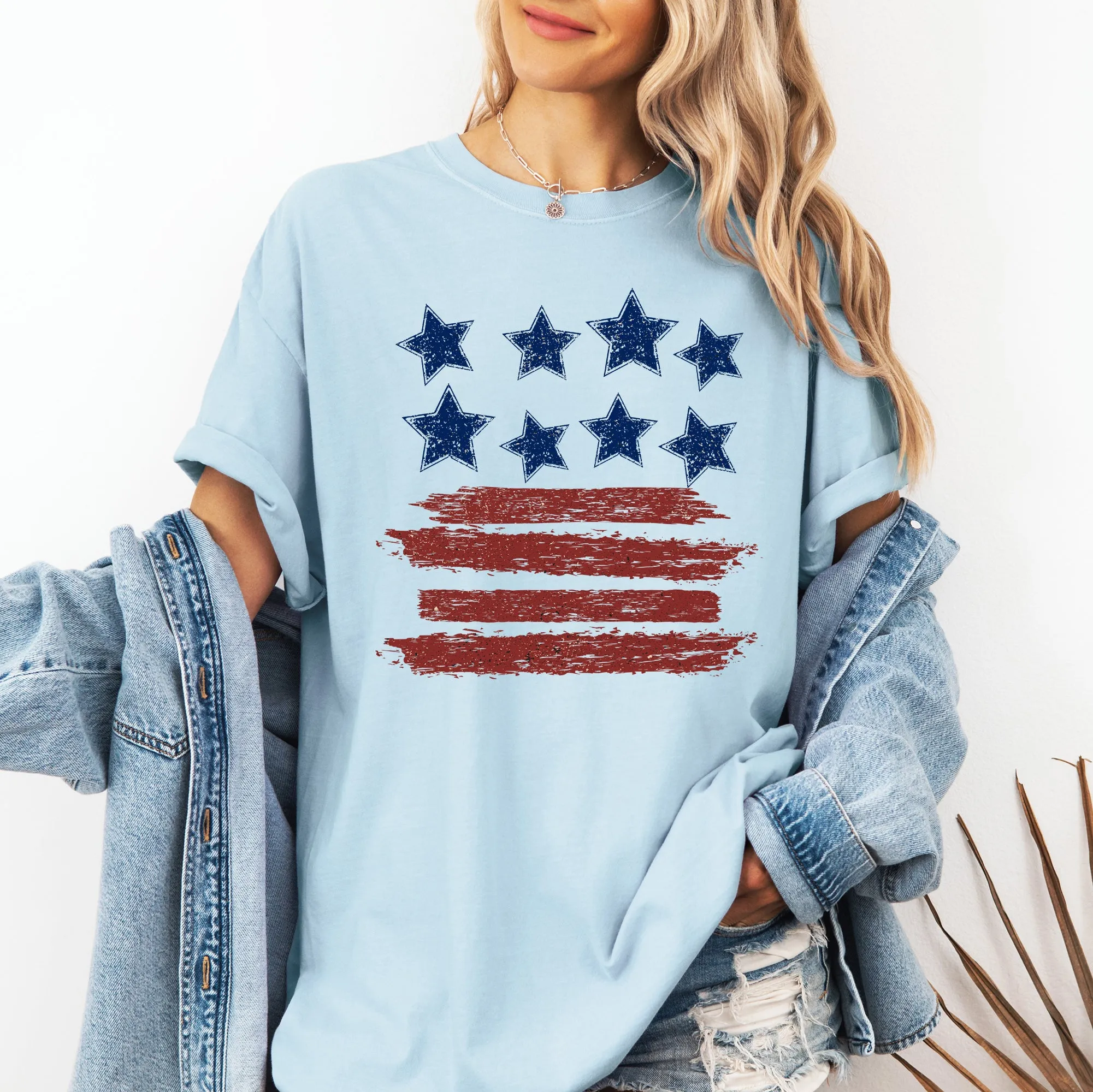 Retro Stars and Stripes, Patriotic, America, 4th of July Tshirt Comfort Colors T-Shirt sold by Refinery Number One product image thumbnail 5