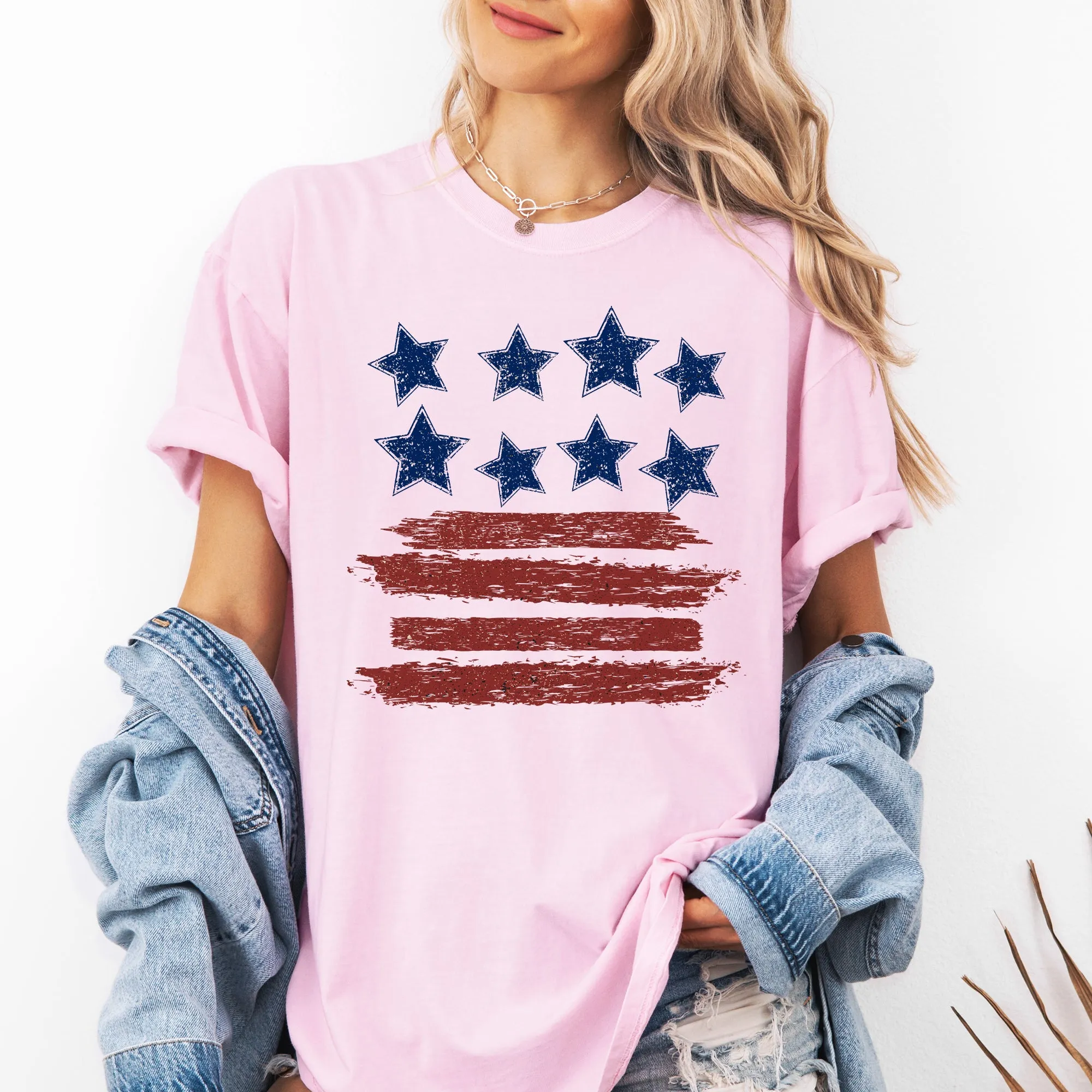 Retro Stars and Stripes, Patriotic, America, 4th of July Tshirt Comfort Colors T-Shirt sold by Refinery Number One product image thumbnail 2