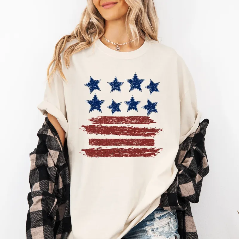 Retro Stars and Stripes, Patriotic, America, 4th of July Tshirt Comfort Colors T-Shirt sold by Refinery Number One