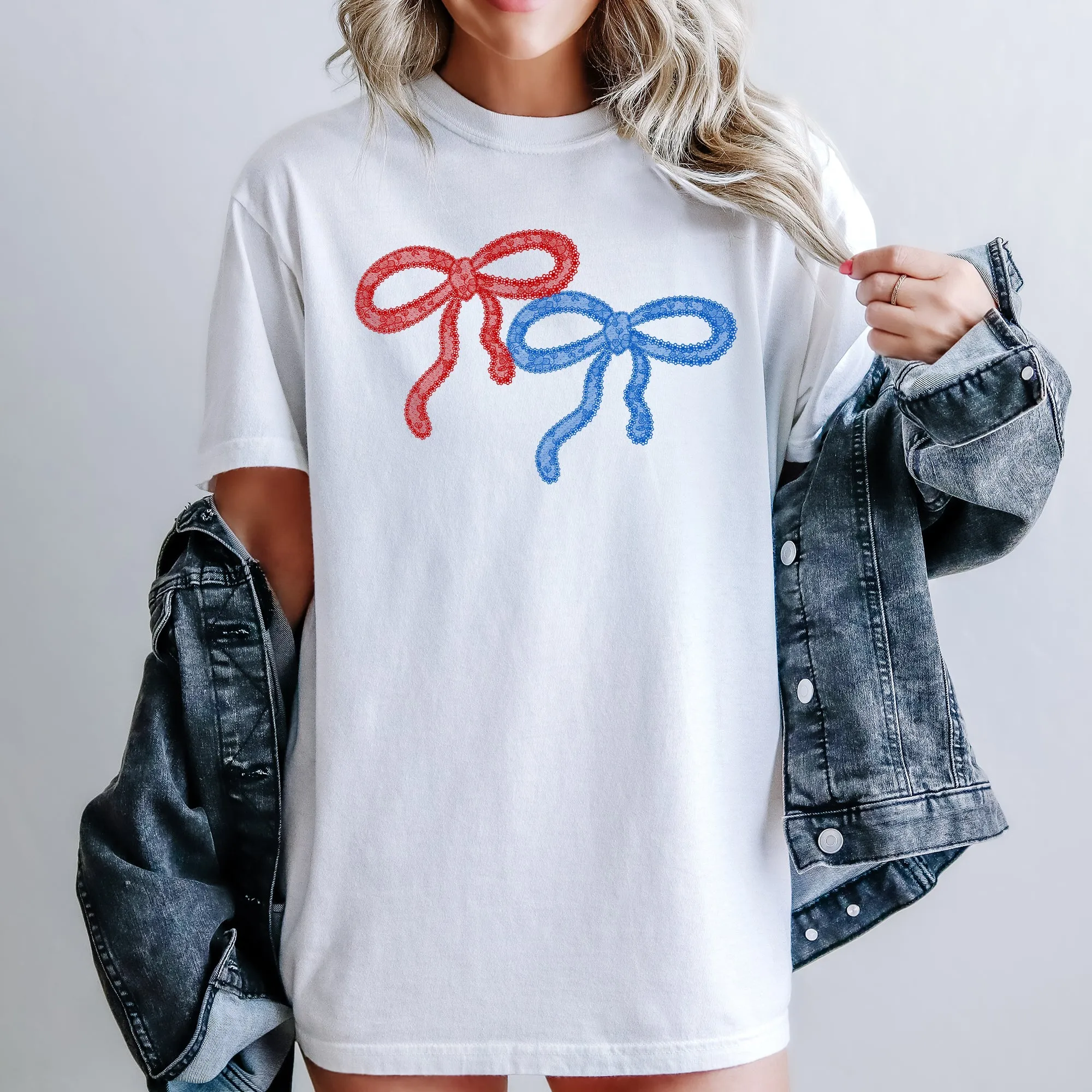 Retro Lace, Red, Blue, Patriotic, America, 4th of July Tshirt Comfort Colors T-Shirt sold by Refinery Number One product image thumbnail 4