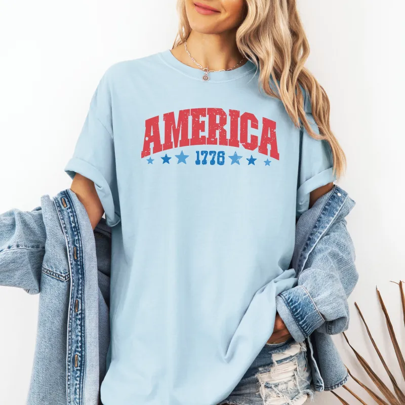 America, 1776, Varsity, Patriotic, USA, 4th of July Tshirt Comfort Colors T-Shirt sold by Refinery Number One