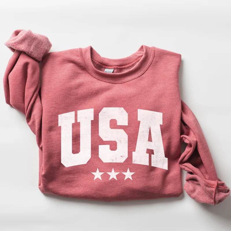 USA, Stars, Retro, Patriotic, America, 4th of July Sweatshirt sold by Refinery Number One