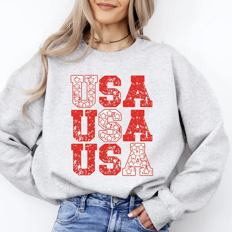 USA, Retro Patriotic, America, Stars, Red, 4th of July Sweatshirt sold by Refinery Number One