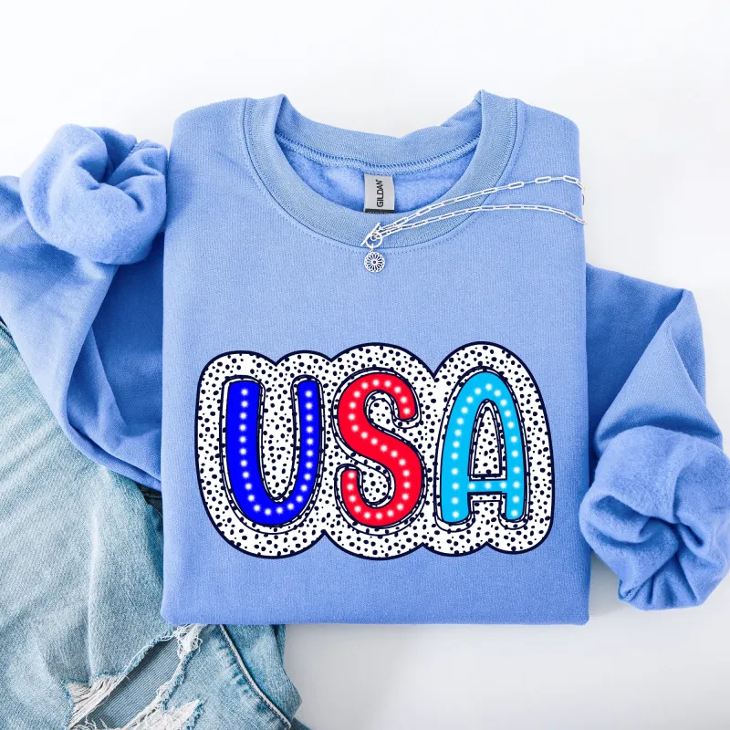 USA, Dalmatian Print, Patriotic, Red, White, Blue, America, 4th of July Sweatshirt sold by Refinery Number One