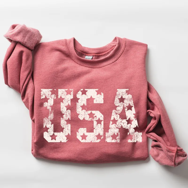 Retro, USA Stars, Patriotic, America, 4th of July Sweatshirt sold by Refinery Number One
