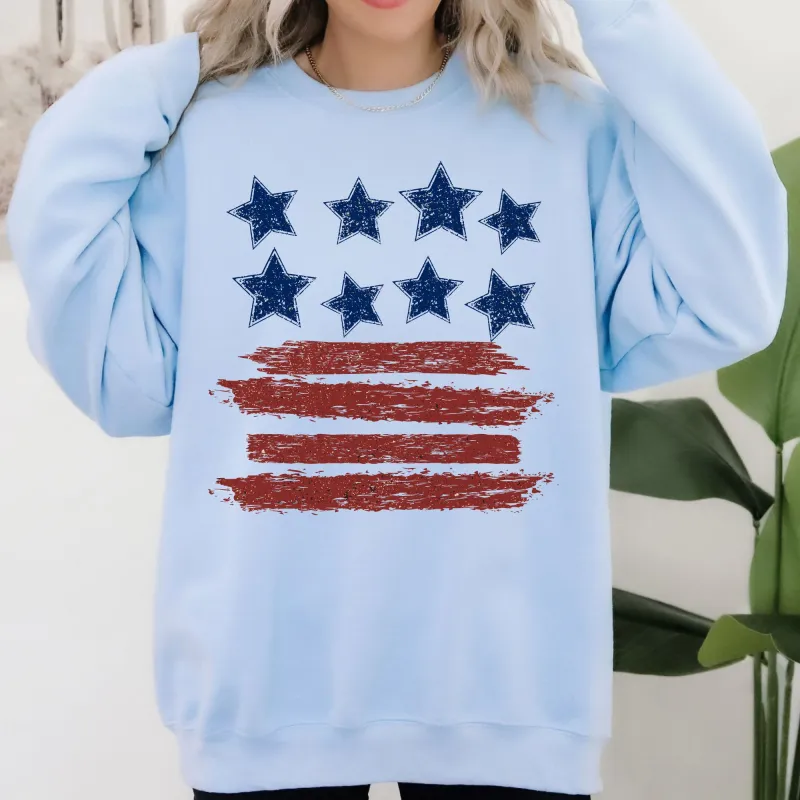 Retro Stars and Stripes, Patriotic, America, 4th of July Sweatshirt sold by Refinery Number One