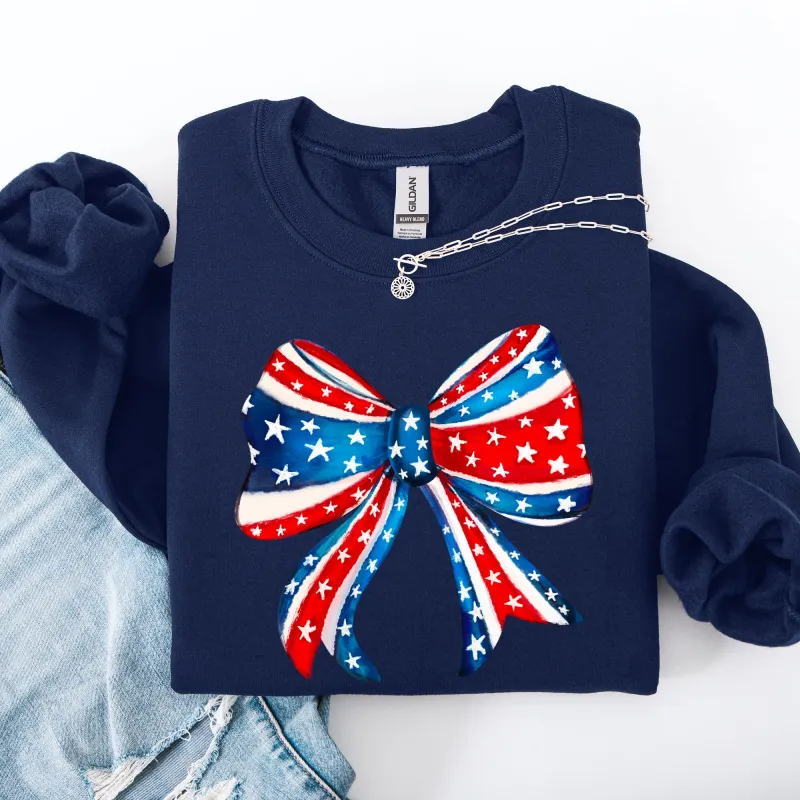 American, Bow, Red, White, Blue, Patriotic, 4th of July Sweatshirt sold by Refinery Number One