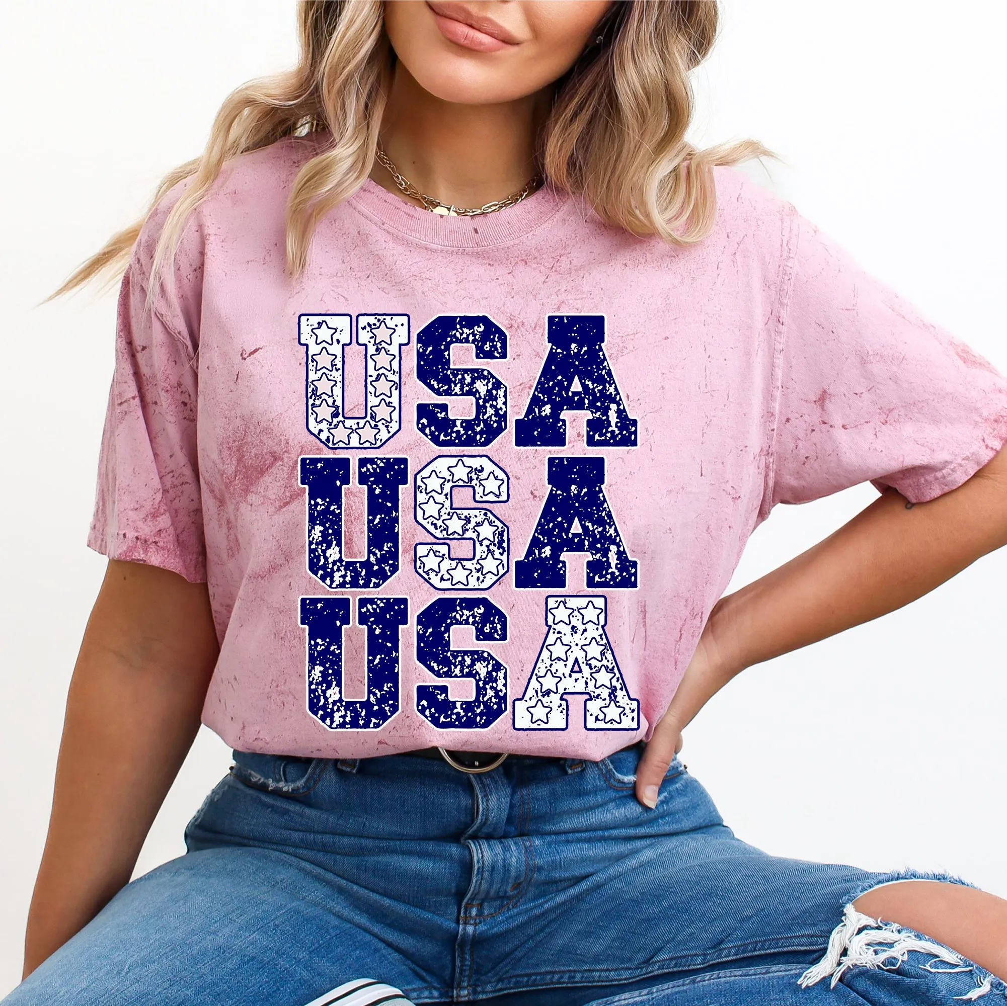 USA, Retro Patriotic, America, Stars, Blue, 4th of July, Color Blast Tshirt Comfort Colors T-Shirt sold by Refinery Number One product image thumbnail 3