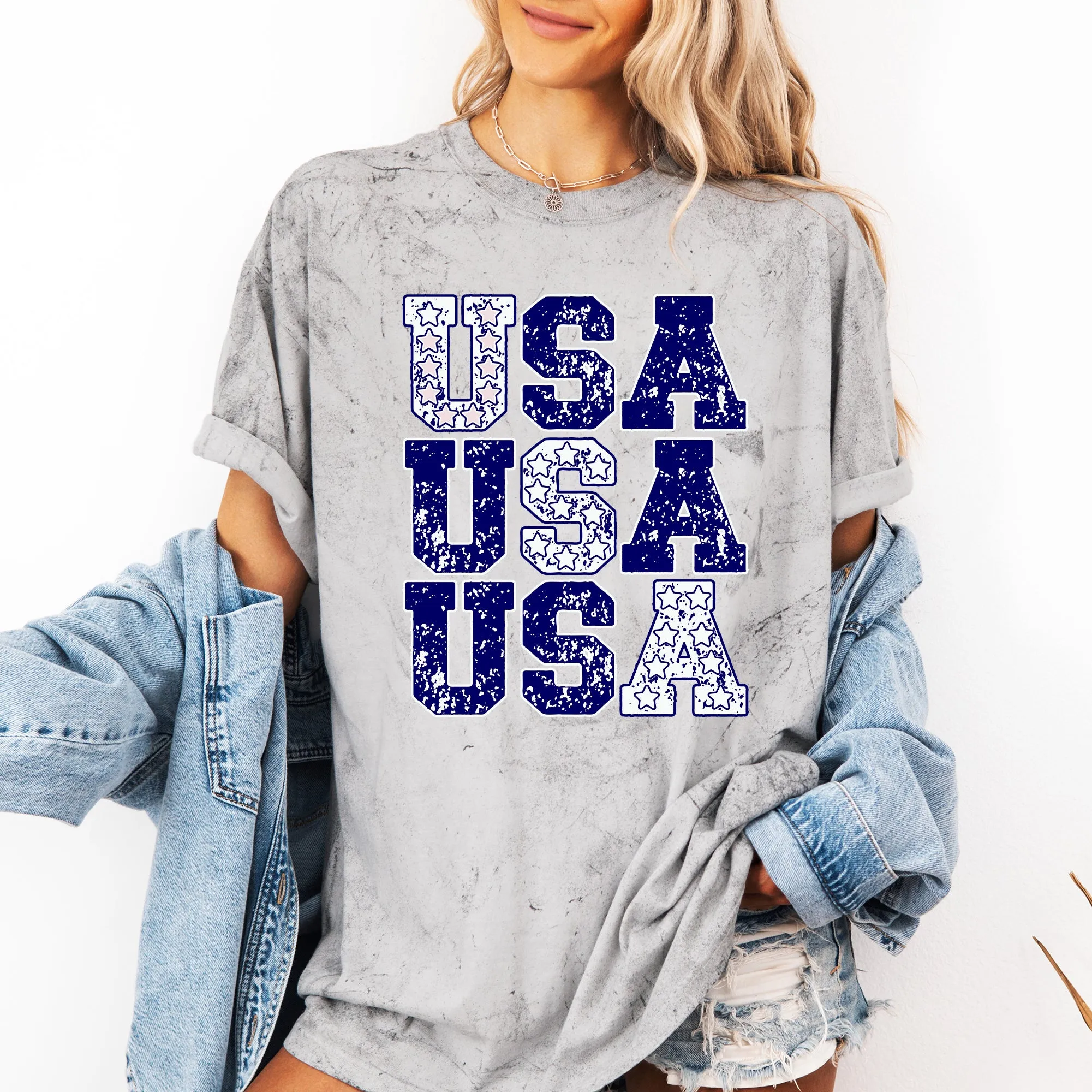 USA, Retro Patriotic, America, Stars, Blue, 4th of July, Color Blast Tshirt Comfort Colors T-Shirt sold by Refinery Number One product image thumbnail 2