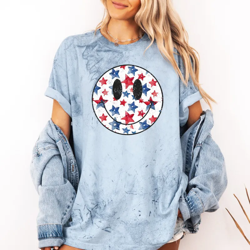 Retro Smiley, Vintage, Patriotic, America, USA, 4th of July, Color Blast Tshirt Comfort Colors T-Shirt sold by Refinery Number One