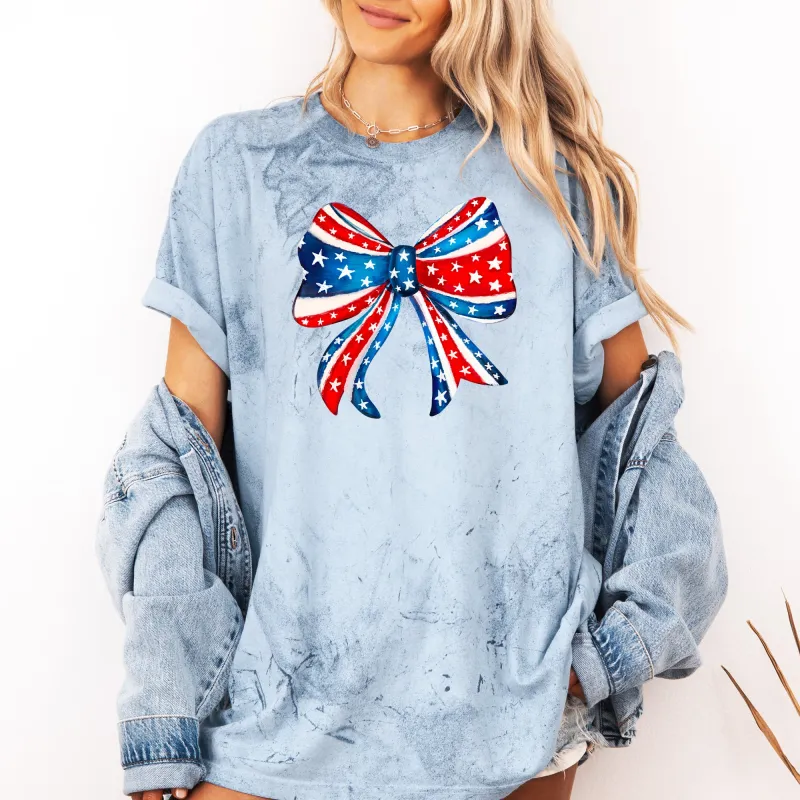 American, Bow, Red, White, Blue, Patriotic, 4th of July, Color Blast Tshirt Comfort Colors T-Shirt sold by Refinery Number One