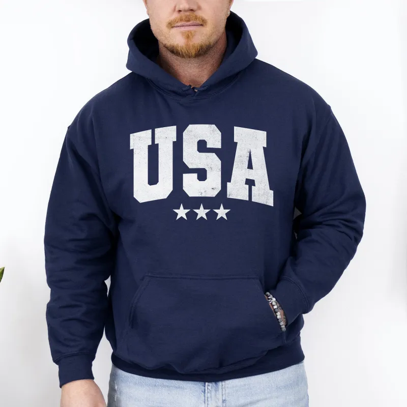 USA, Stars, Retro, Patriotic, America, 4th of July Hoodie, Hooded Sweatshirt sold by Refinery Number One