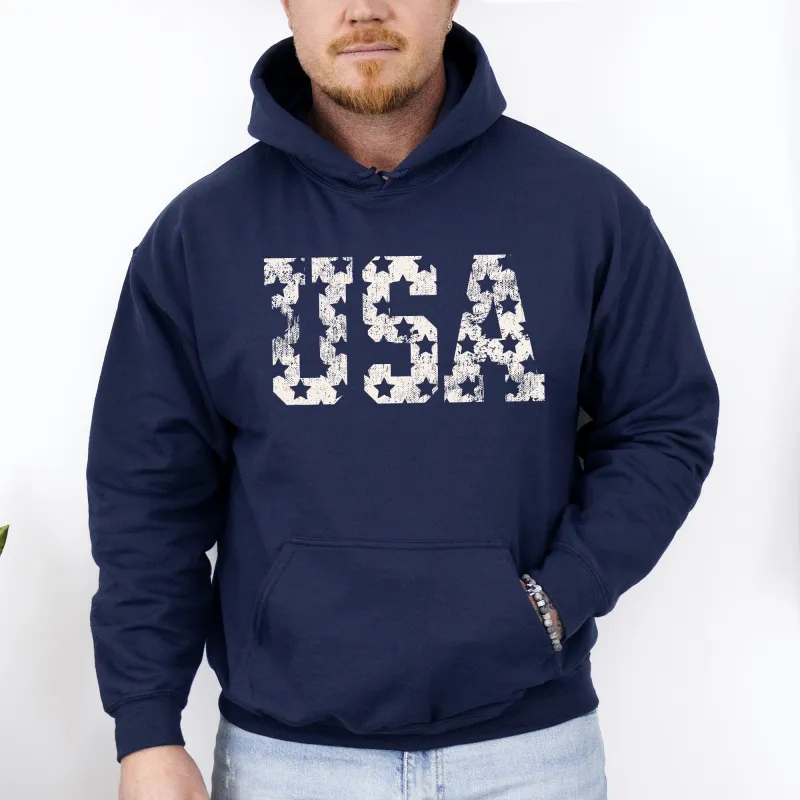 Retro, USA Stars, Patriotic, America Hoodie, Hooded Sweatshirt sold by Refinery Number One