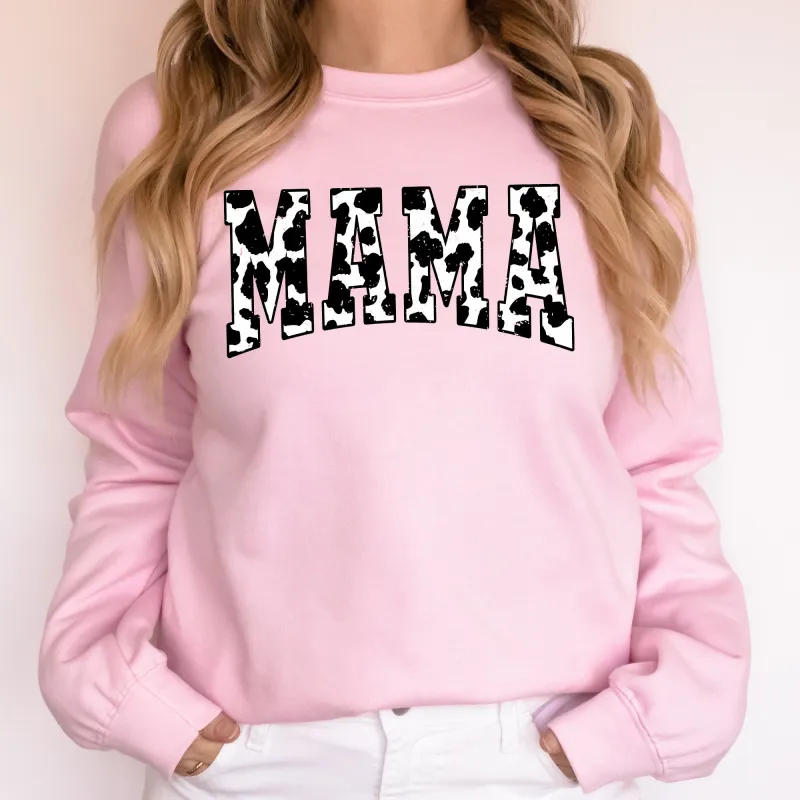 Mama, Retro Cow Print, Varsity, Mother's Day Sweatshirt sold by Refinery Number One
